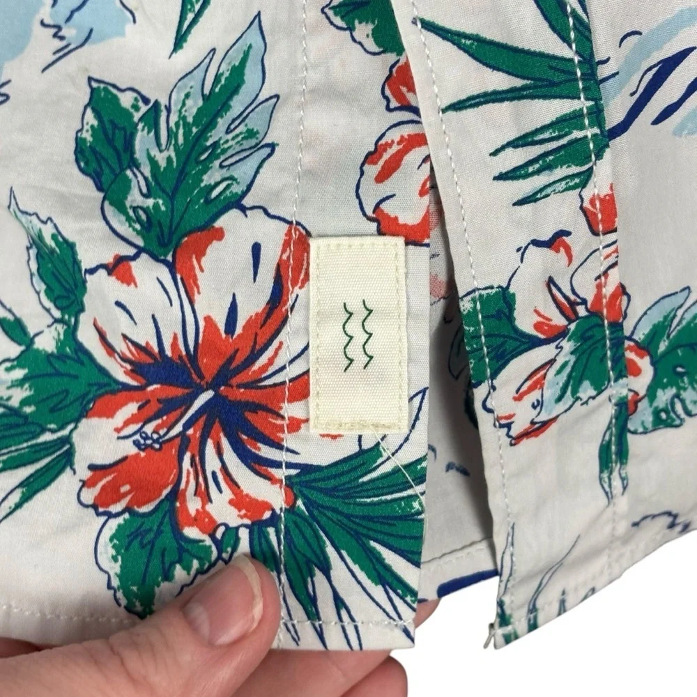 EUC Bixby Nomad Men's Slim fit Floral Print Casual Shirt - White and Red Sz XL